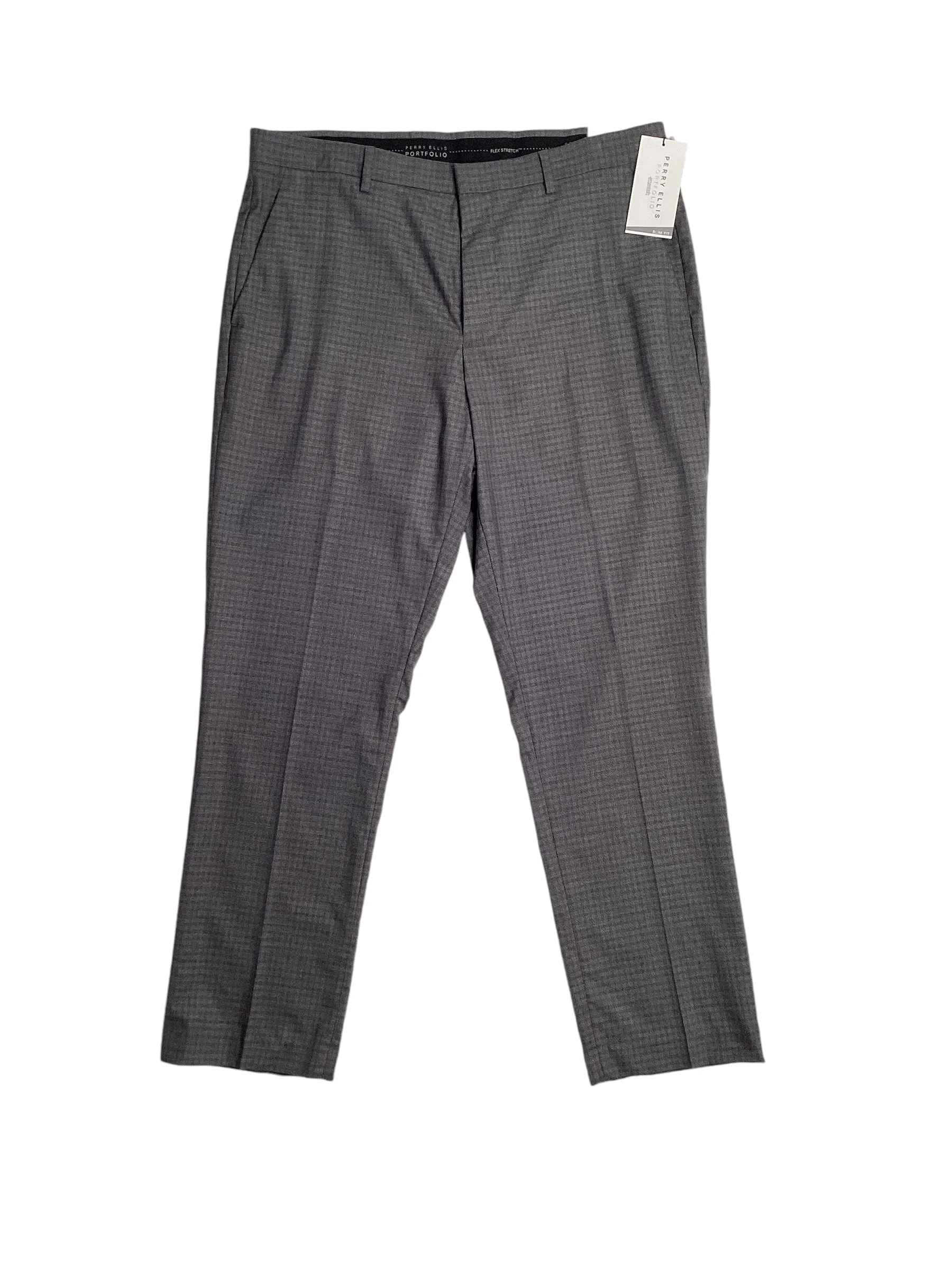 Perry Ellis Portfolio Mens Slim Fit Dress Pants Charcoal 30 x 30