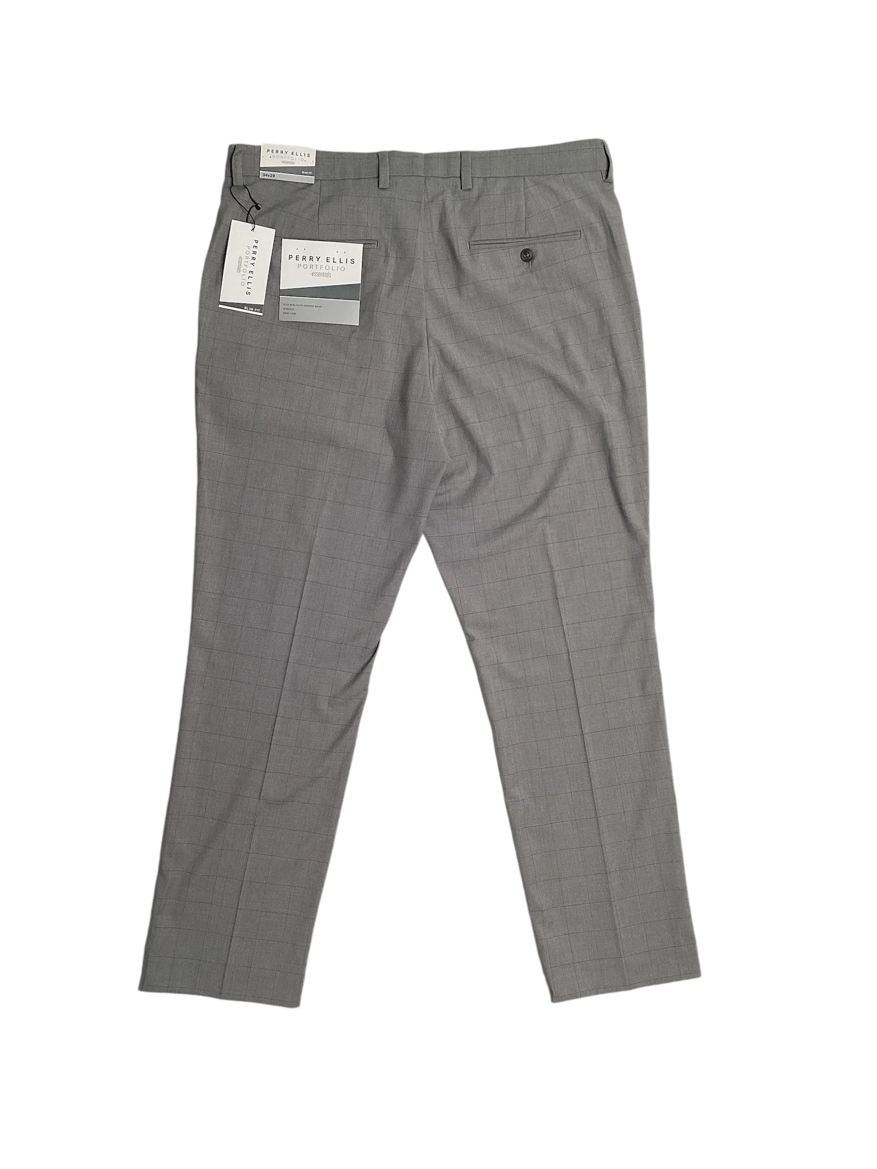 Perry Ellis Portfolio Men's Slim Fit Stretch Dress Pants Dark Grey 33 x 32