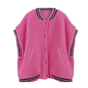 Pink and Green College Sherpa Oversized Vest