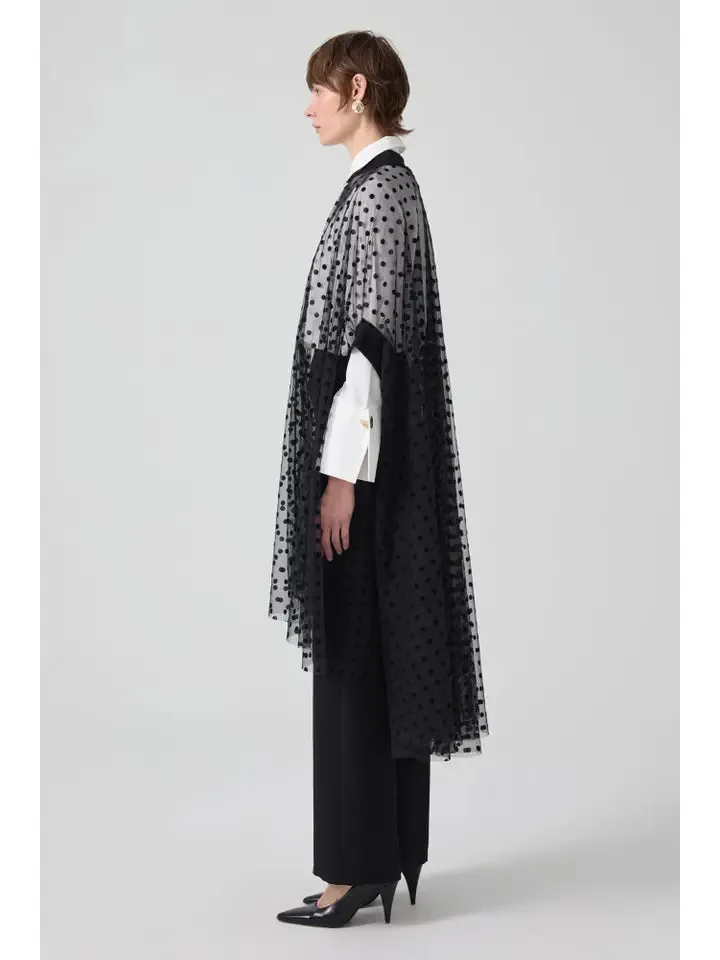 Polka Dot Tulle Poncho  Black By Touche Prive