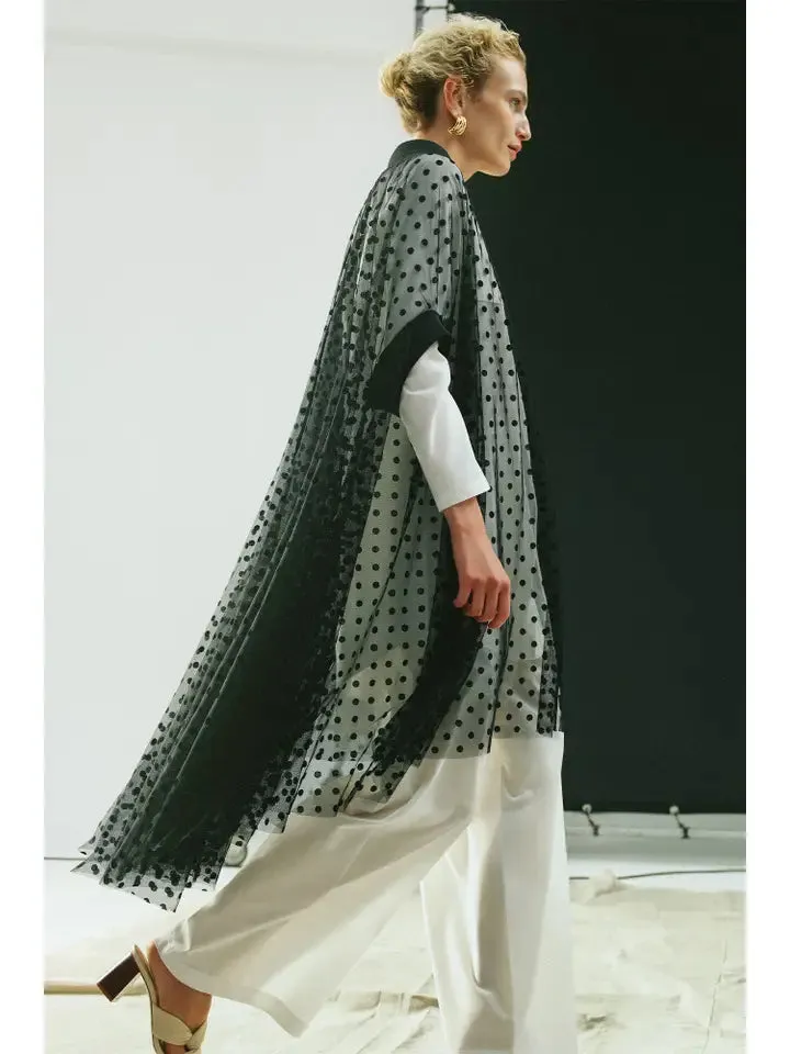 Polka Dot Tulle Poncho  Black By Touche Prive