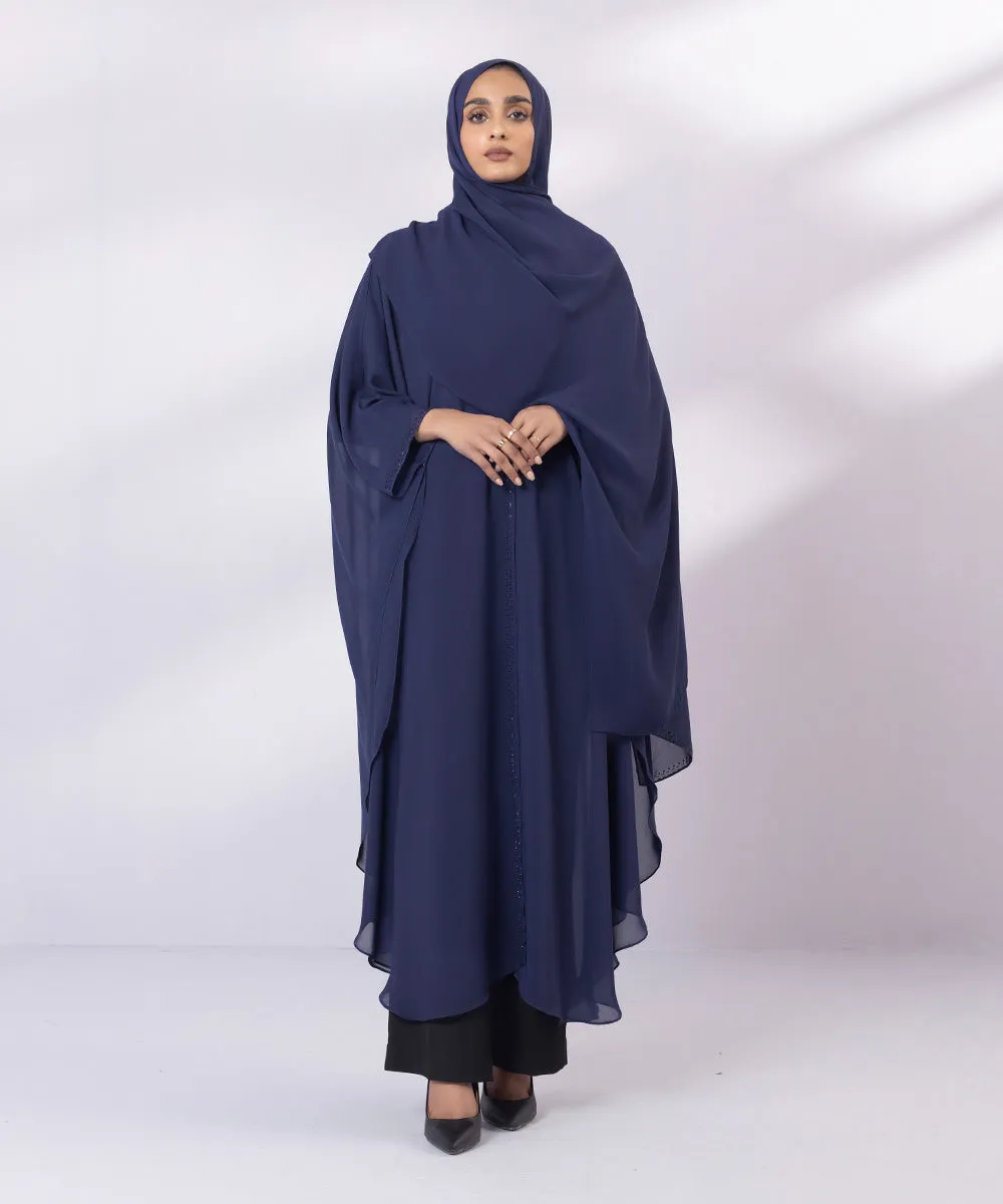 Poncho Abaya Set With Diamante Detail