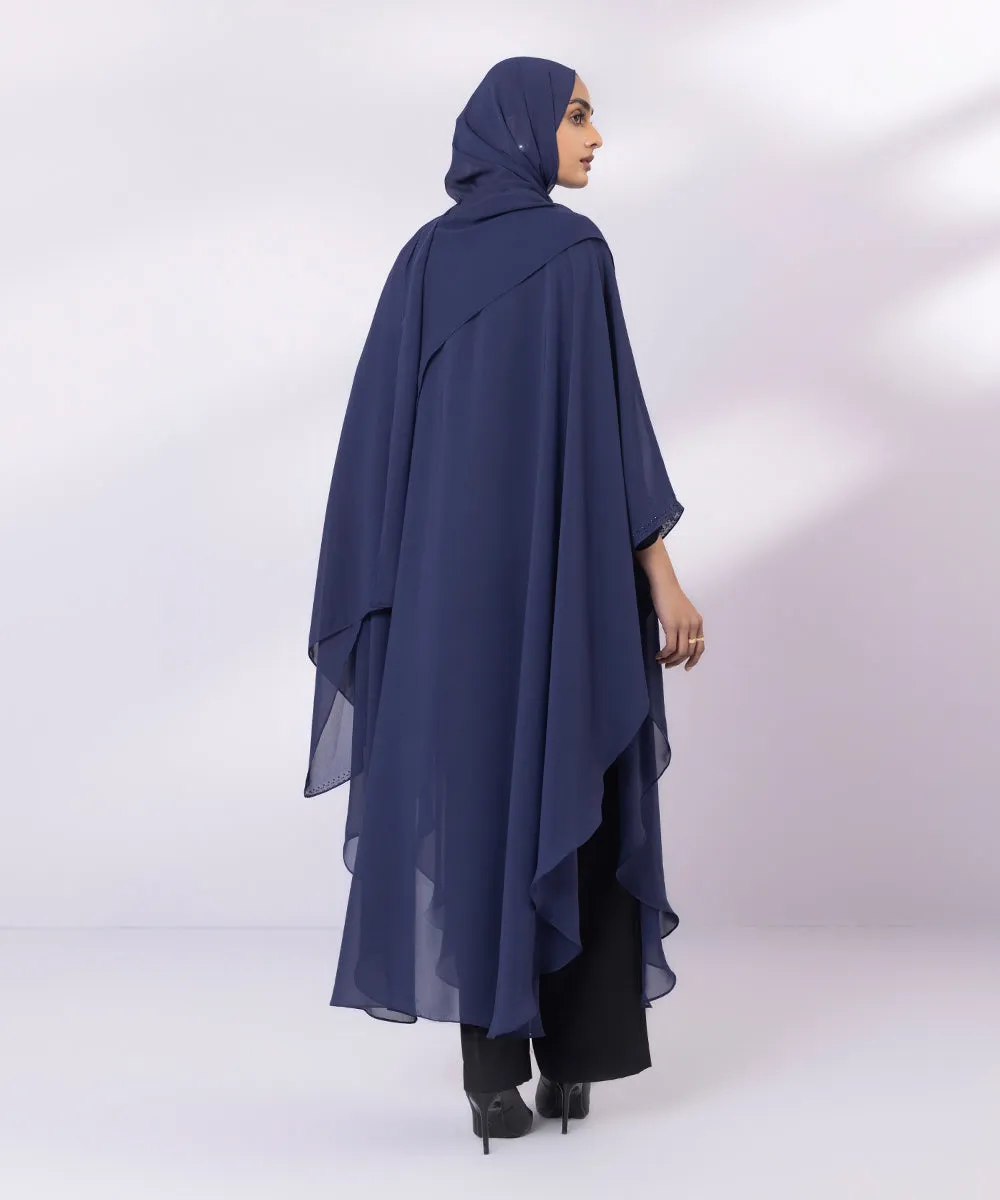 Poncho Abaya Set With Diamante Detail