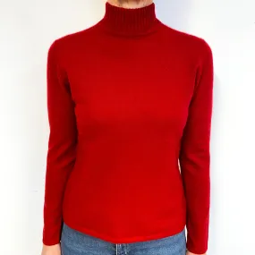 Postbox Red Cashmere Polo Neck Jumper Medium