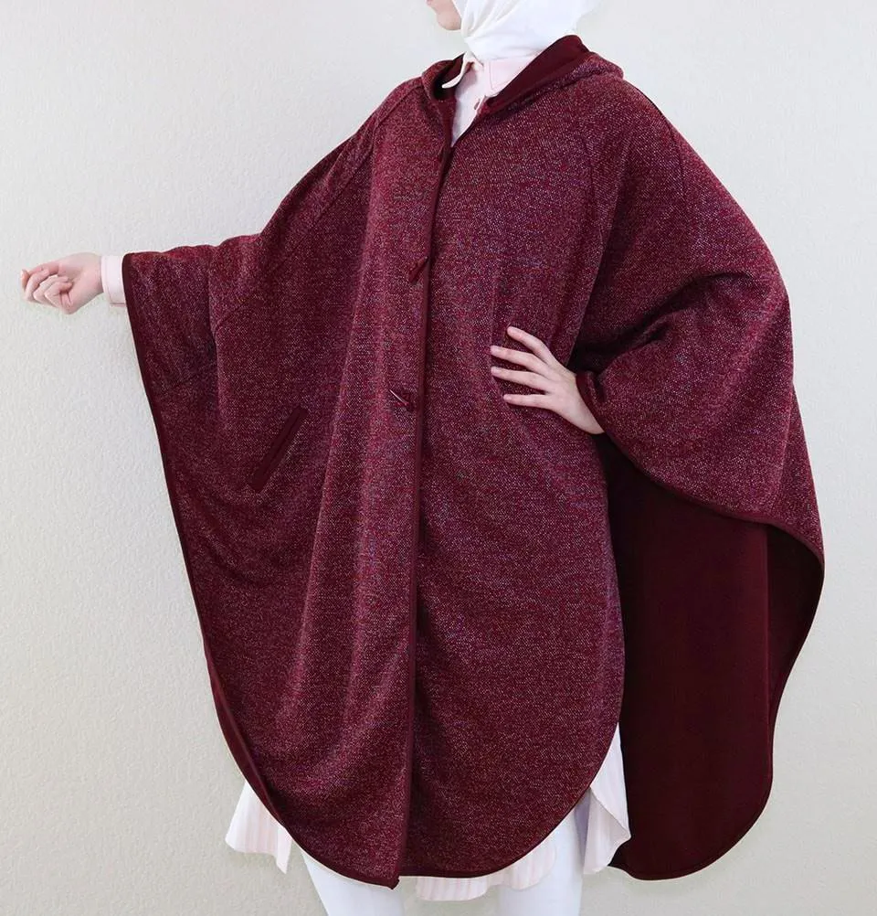 Puane Hooded Poncho 9022 Burgundy