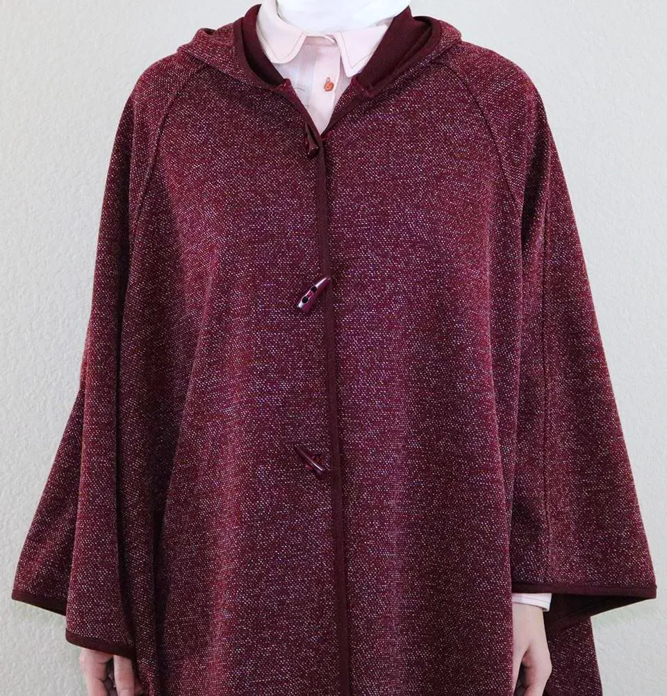 Puane Hooded Poncho 9022 Burgundy