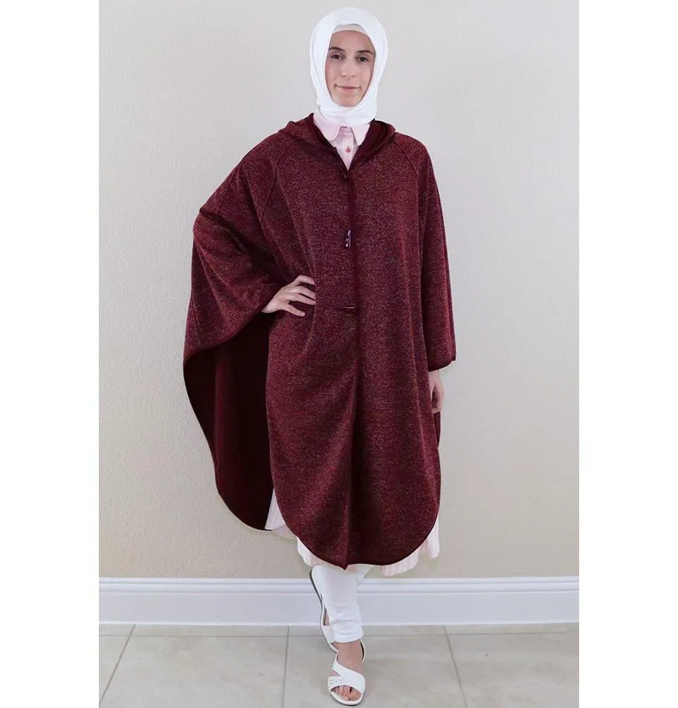 Puane Hooded Poncho 9022 Burgundy