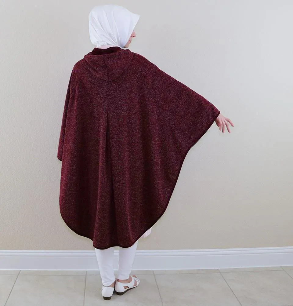 Puane Hooded Poncho 9022 Burgundy