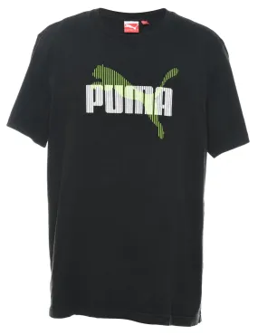 Puma Black & Green Printed T-shirt - L
