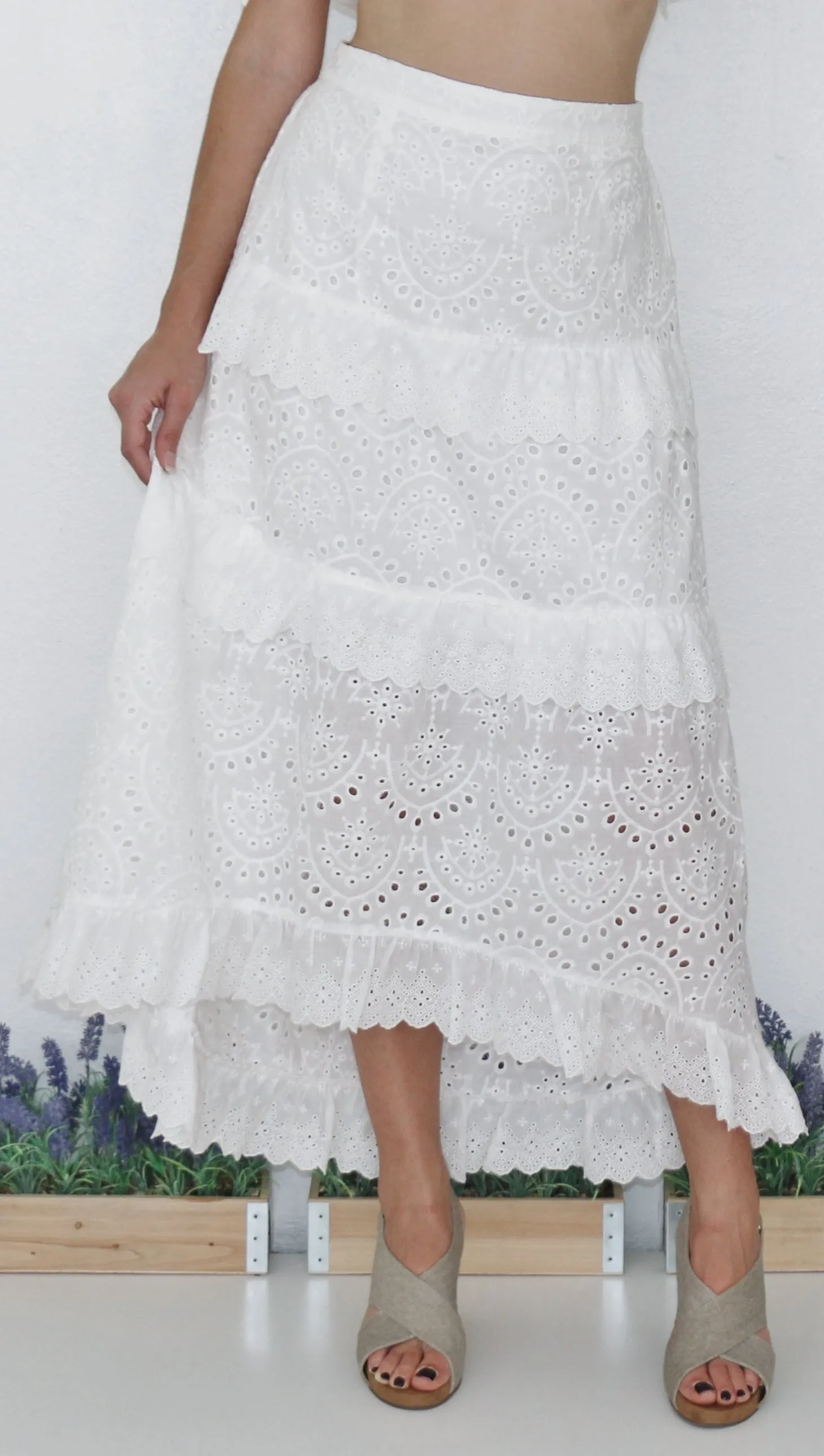 "MYKONOS" EMBROIDERED MAXI SKIRT