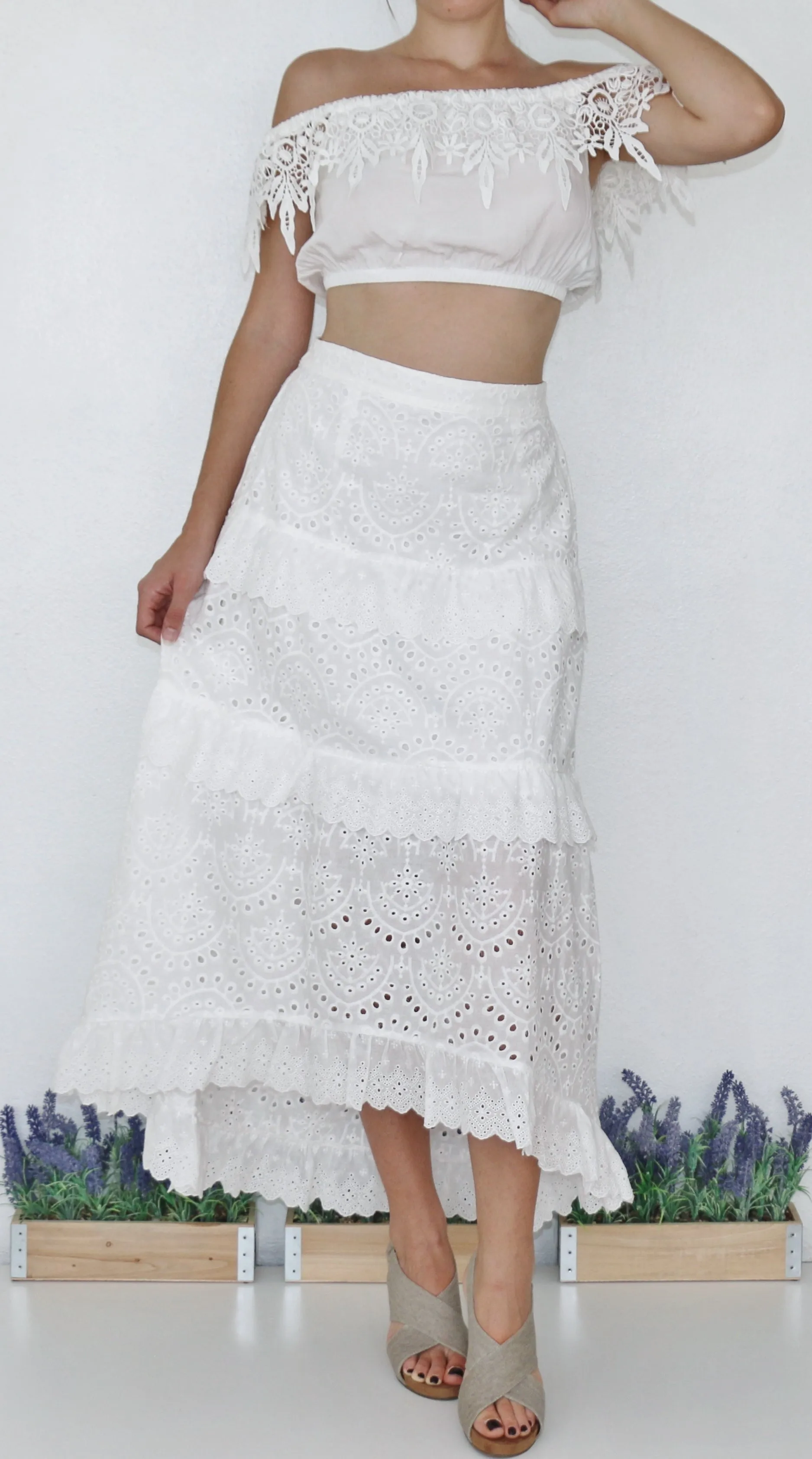 "MYKONOS" EMBROIDERED MAXI SKIRT