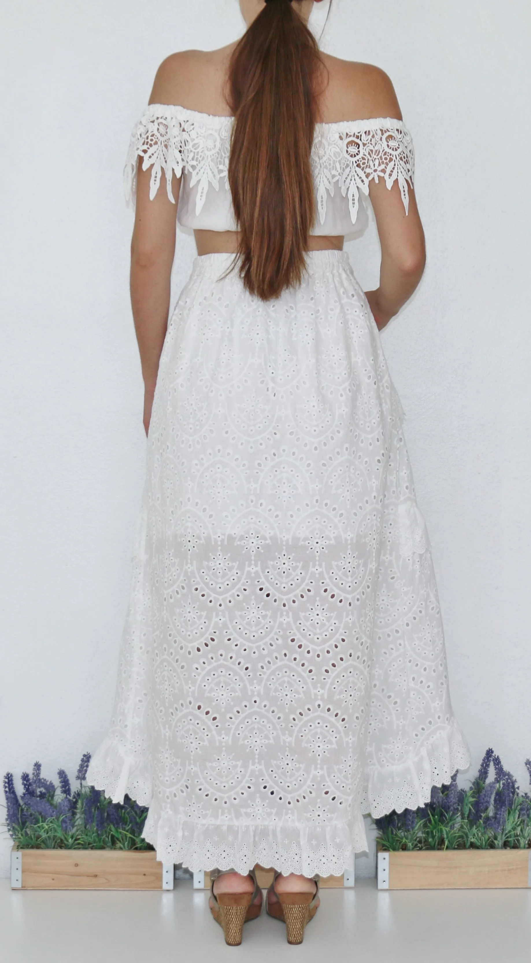"MYKONOS" EMBROIDERED MAXI SKIRT