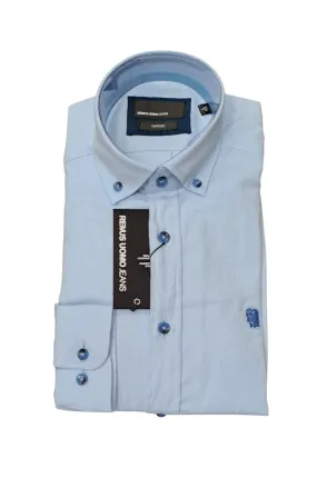 Remus Uomo Tapered Fit Oxford Casual Shirt - Sky Blue