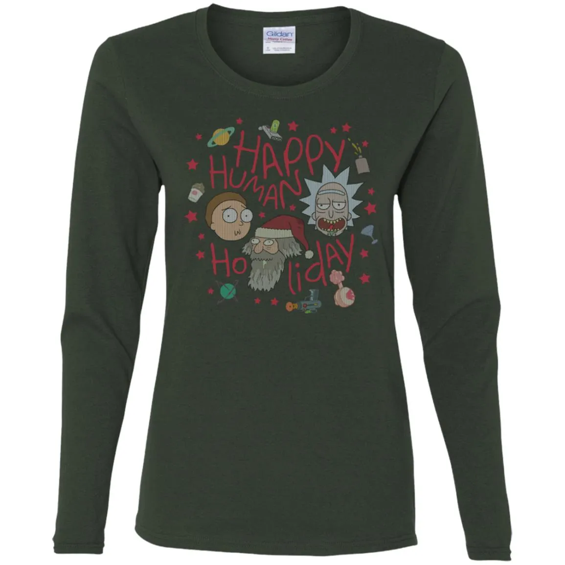 Rick And Morty Happy Human Holiday Jumper Women Long Sleeve Shirt