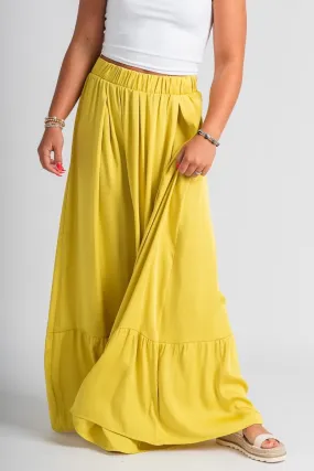 Ruffle maxi skirt chartreuse