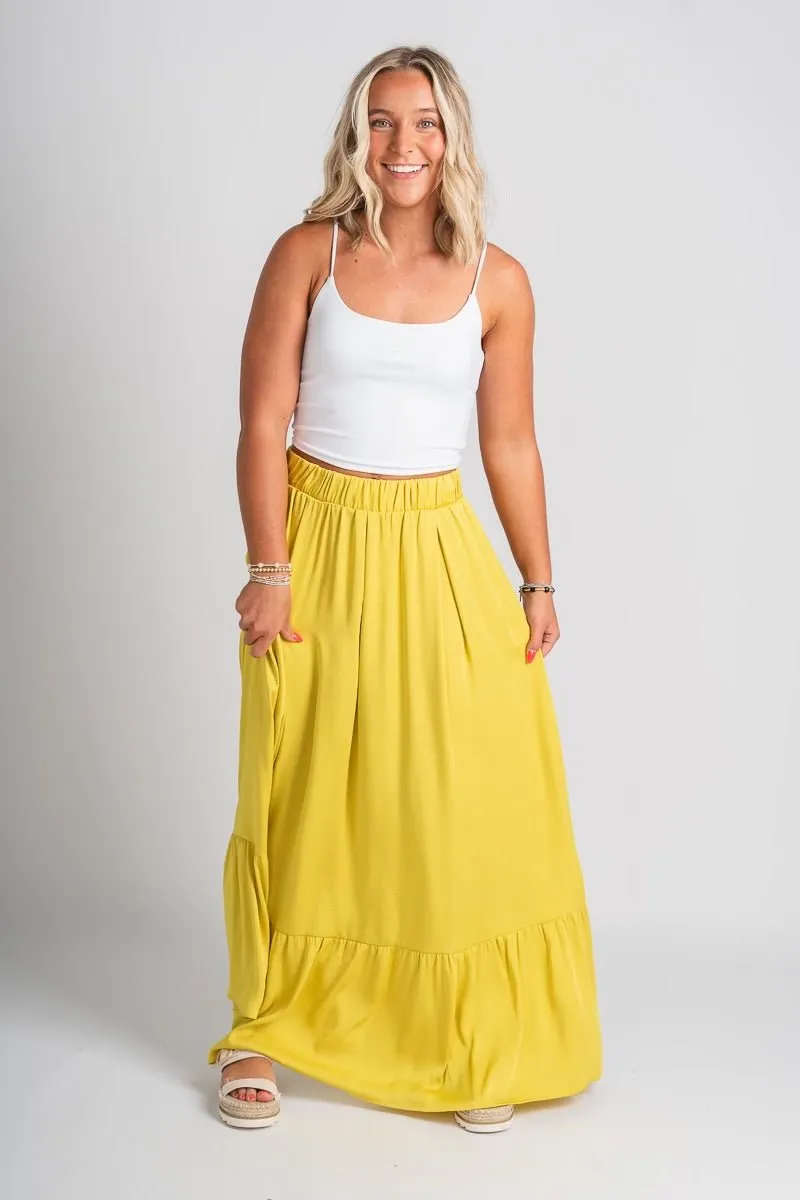 Ruffle maxi skirt chartreuse
