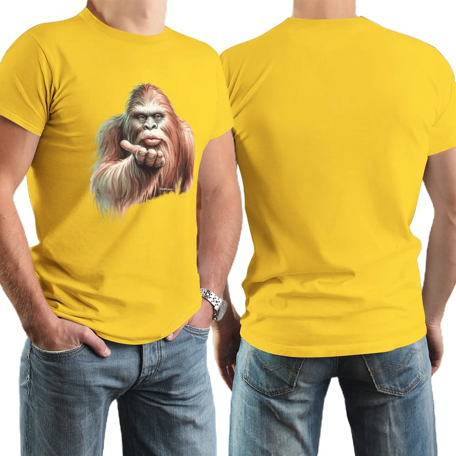 Sasquatch, Bigfoot Blow Kiss, Short Sleeve Cotton T-shirt