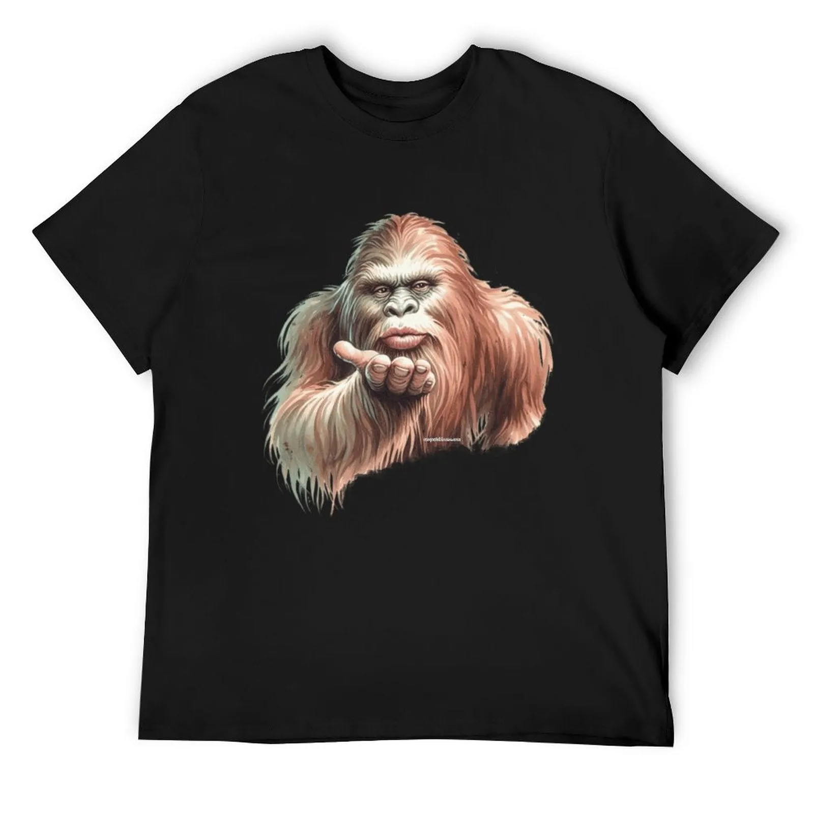 Sasquatch, Bigfoot Blow Kiss, Short Sleeve Cotton T-shirt