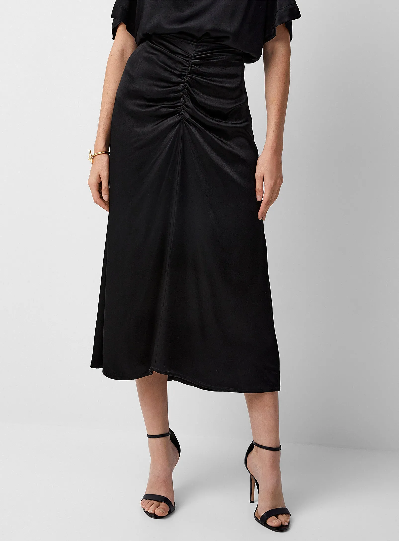 Satin Ruched Skirt