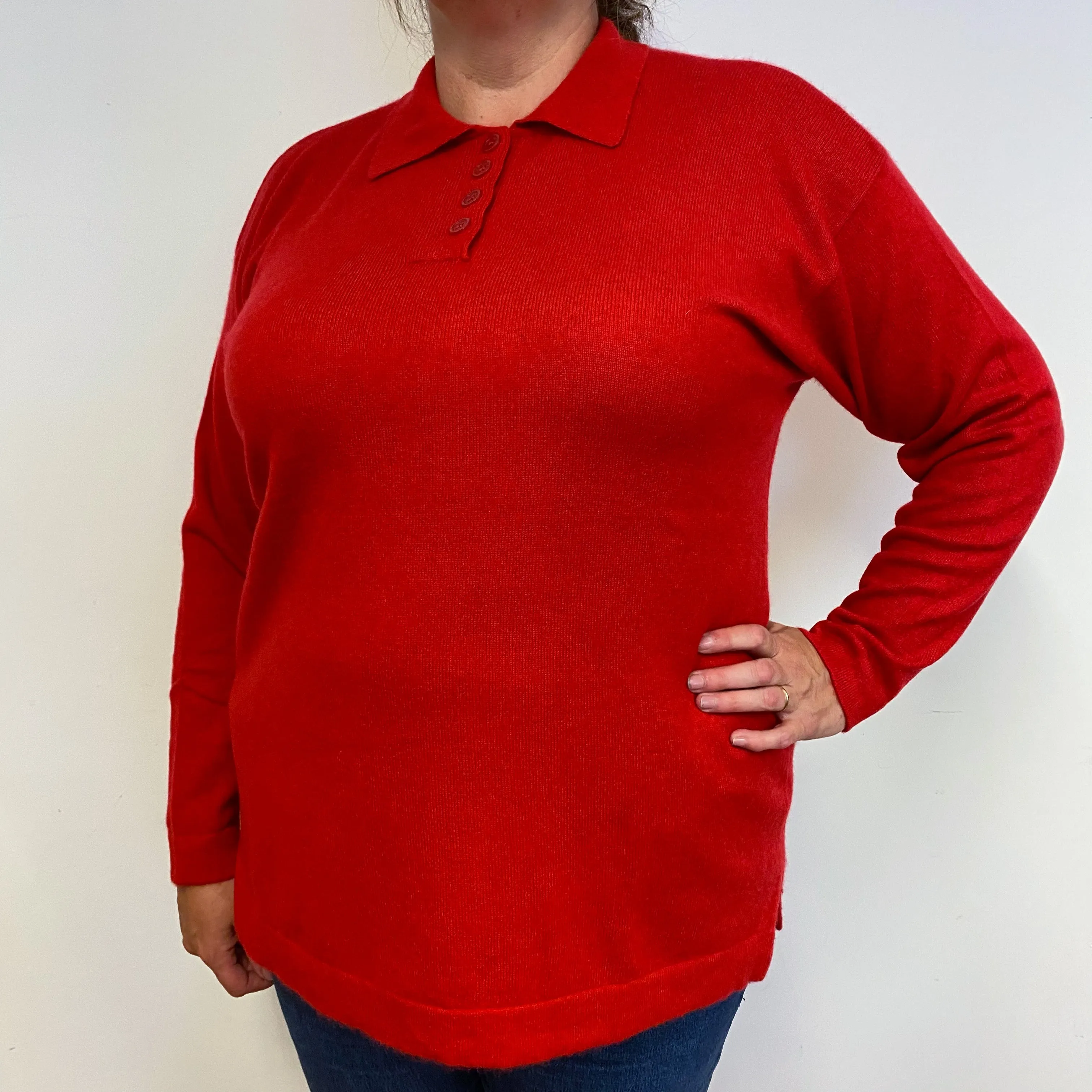 Scarlett Red 1/4 Buttoned Jumper Extra Extra Large