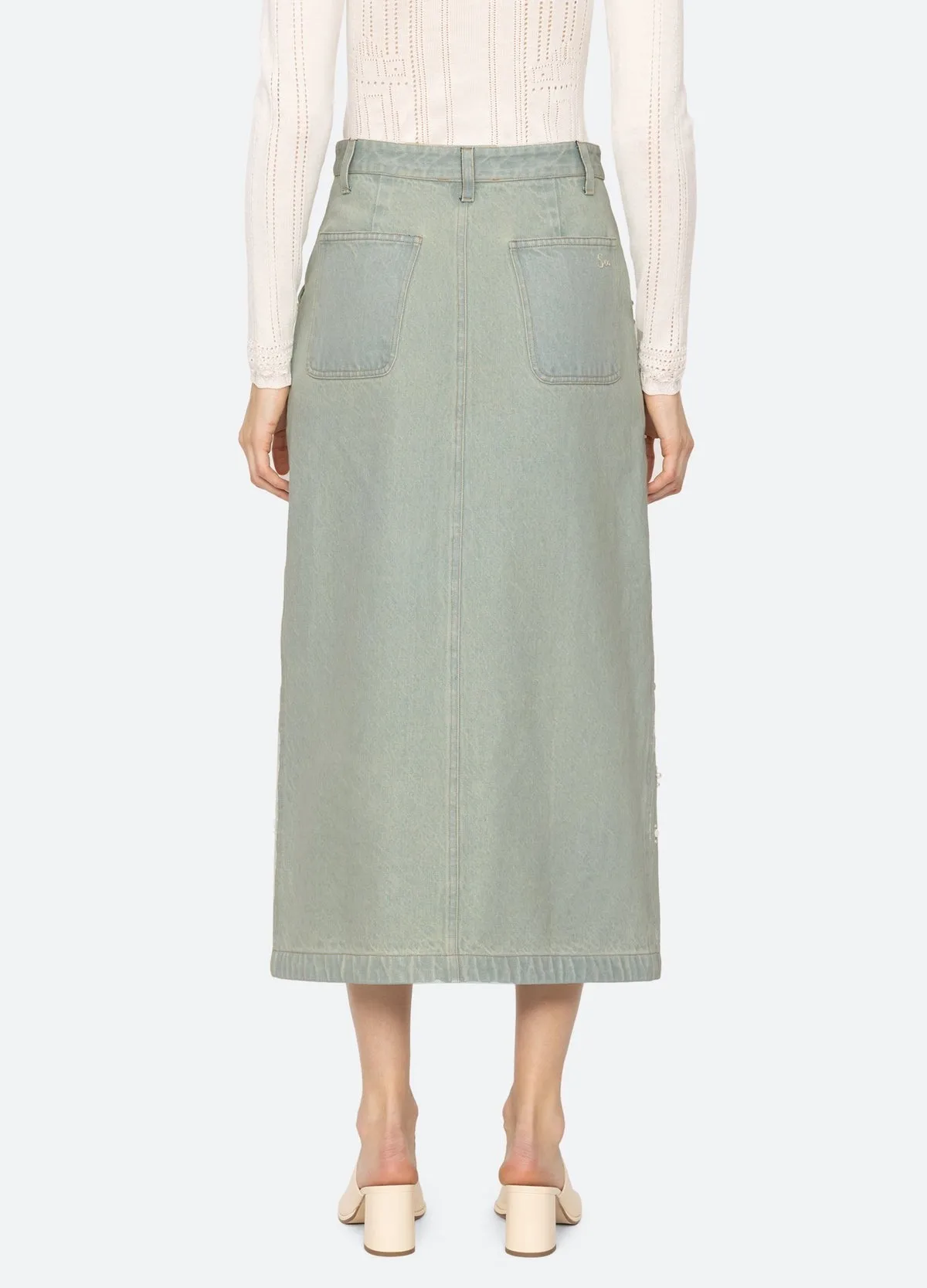 Sea Perlette Denim Skirt in Blue