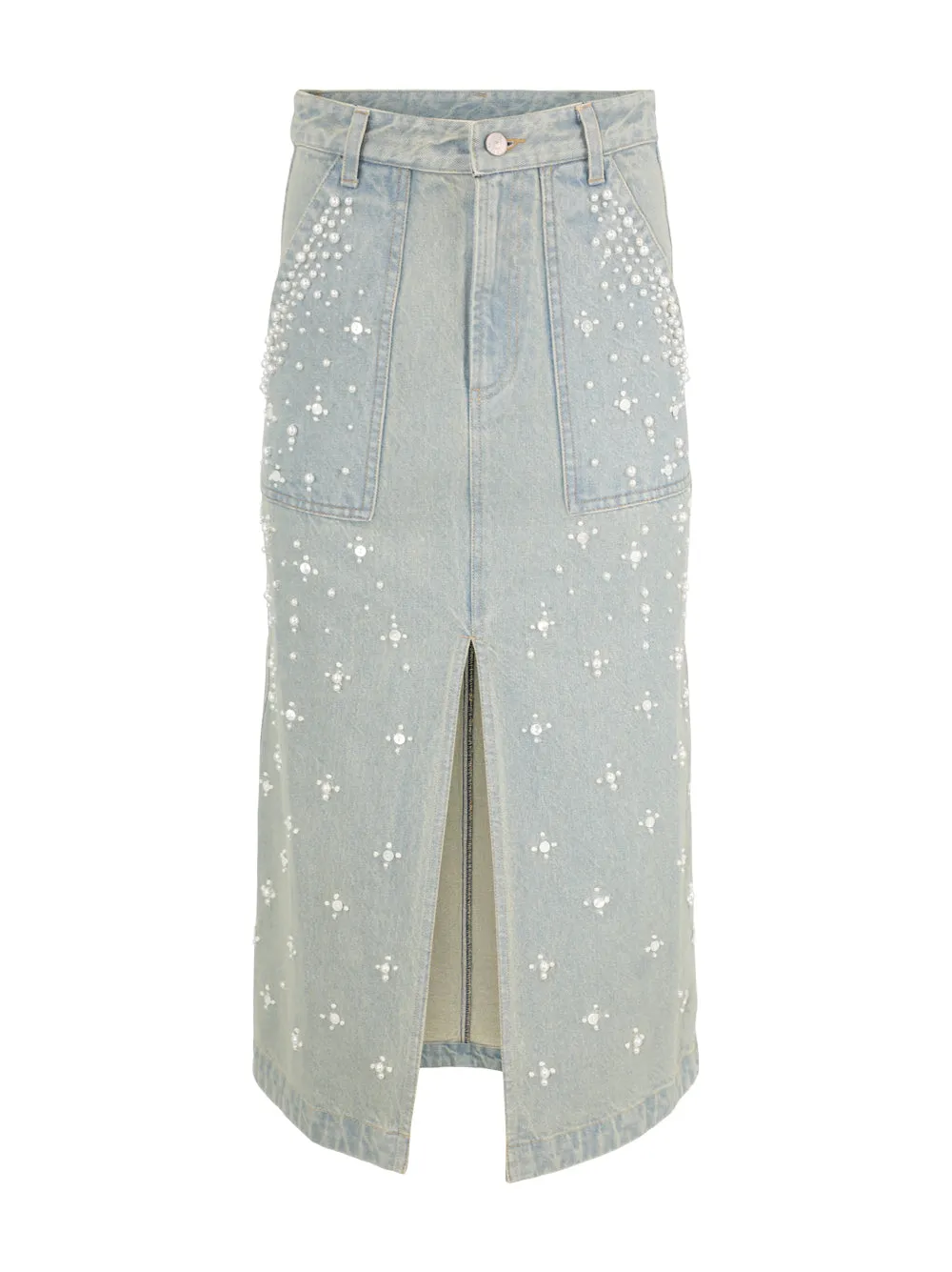 Sea Perlette Denim Skirt in Blue
