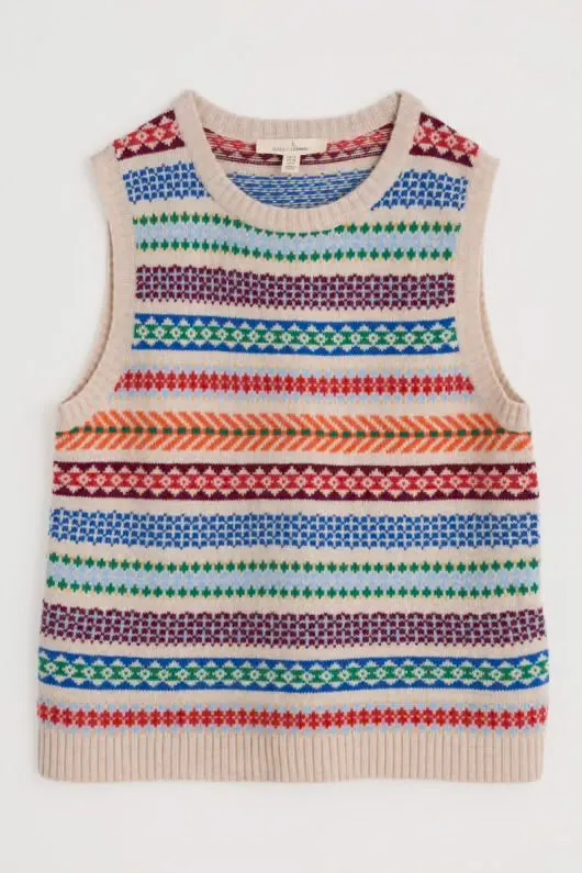 Seasalt Percella cove vest knit Abstraction Multi