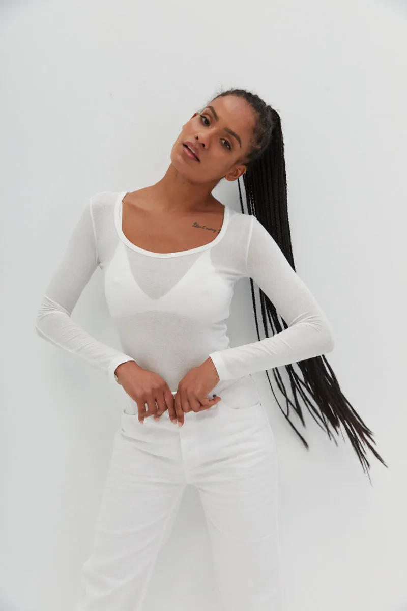 Semi Sheer Top - White