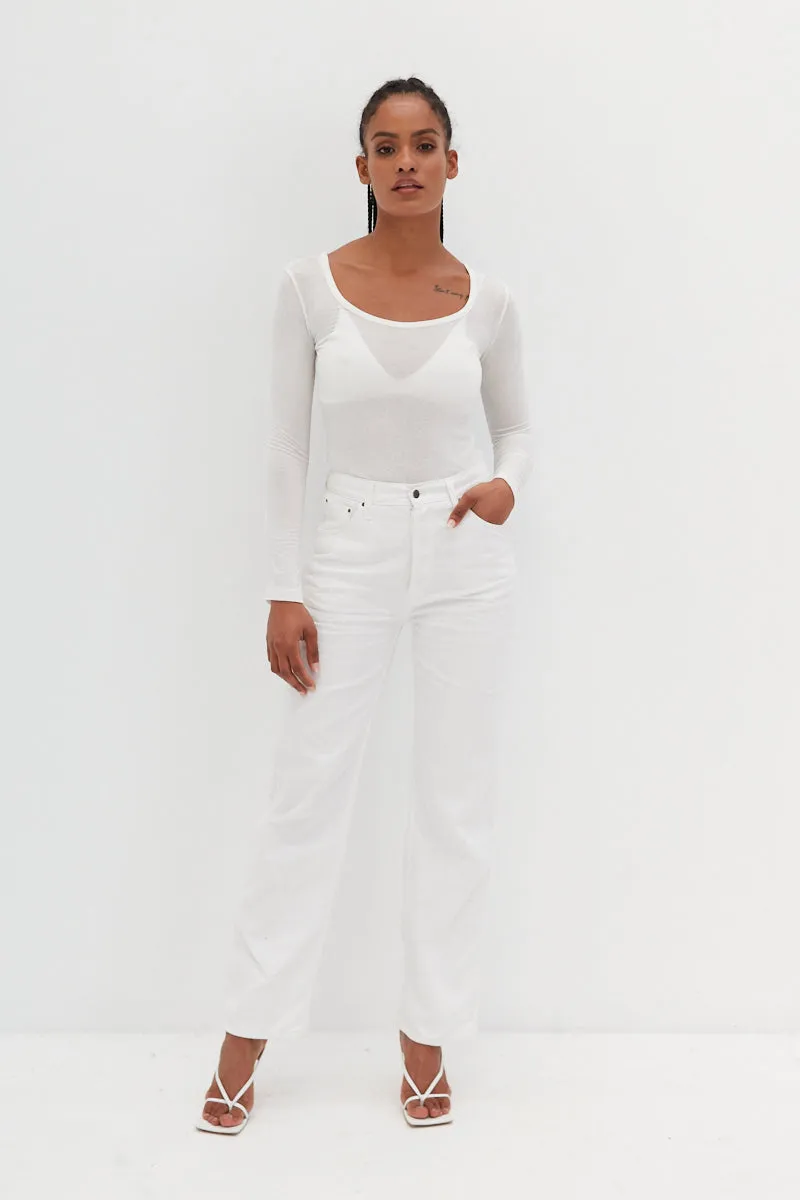 Semi Sheer Top - White