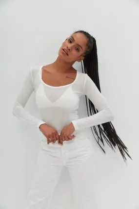 Semi Sheer Top - White