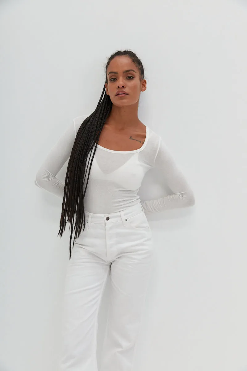 Semi Sheer Top - White