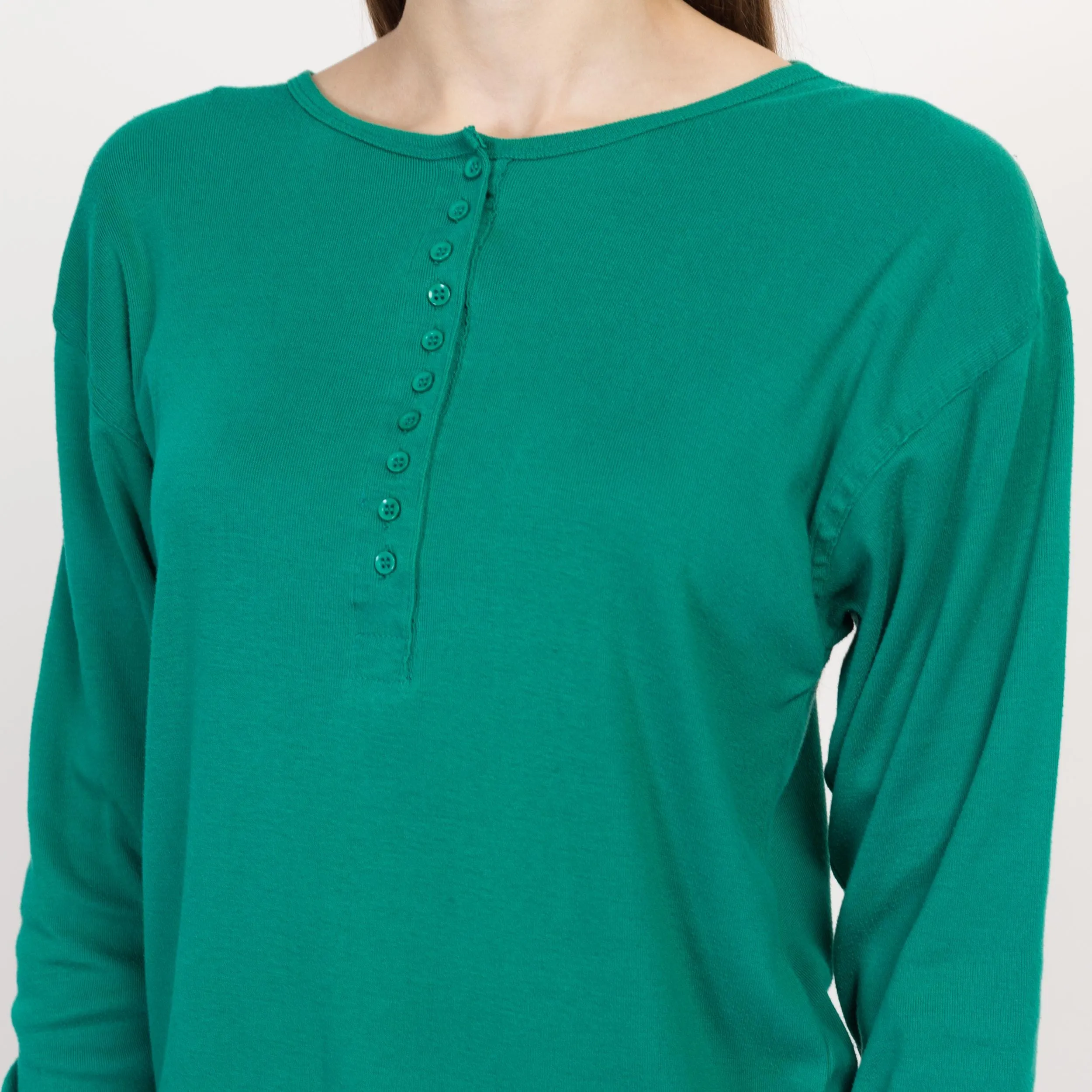 Small 80s Jade Green Henley Shirt