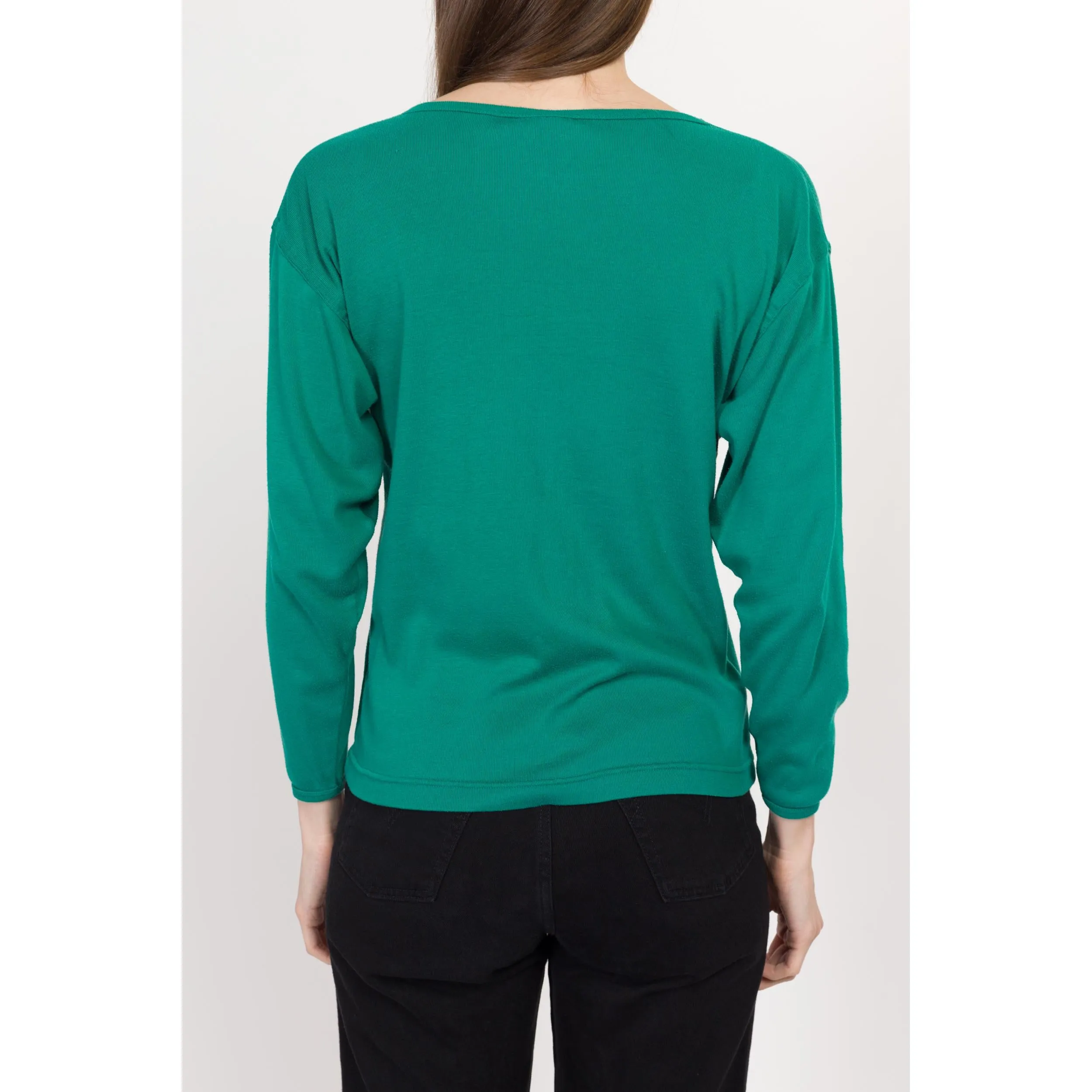 Small 80s Jade Green Henley Shirt