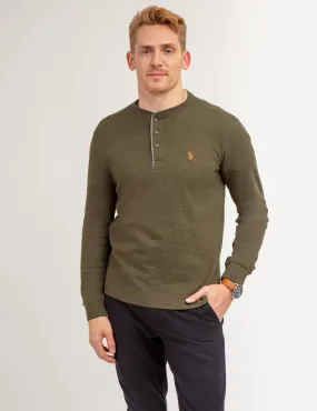 SOLID LONG SLEEVE THERMAL HENLEY