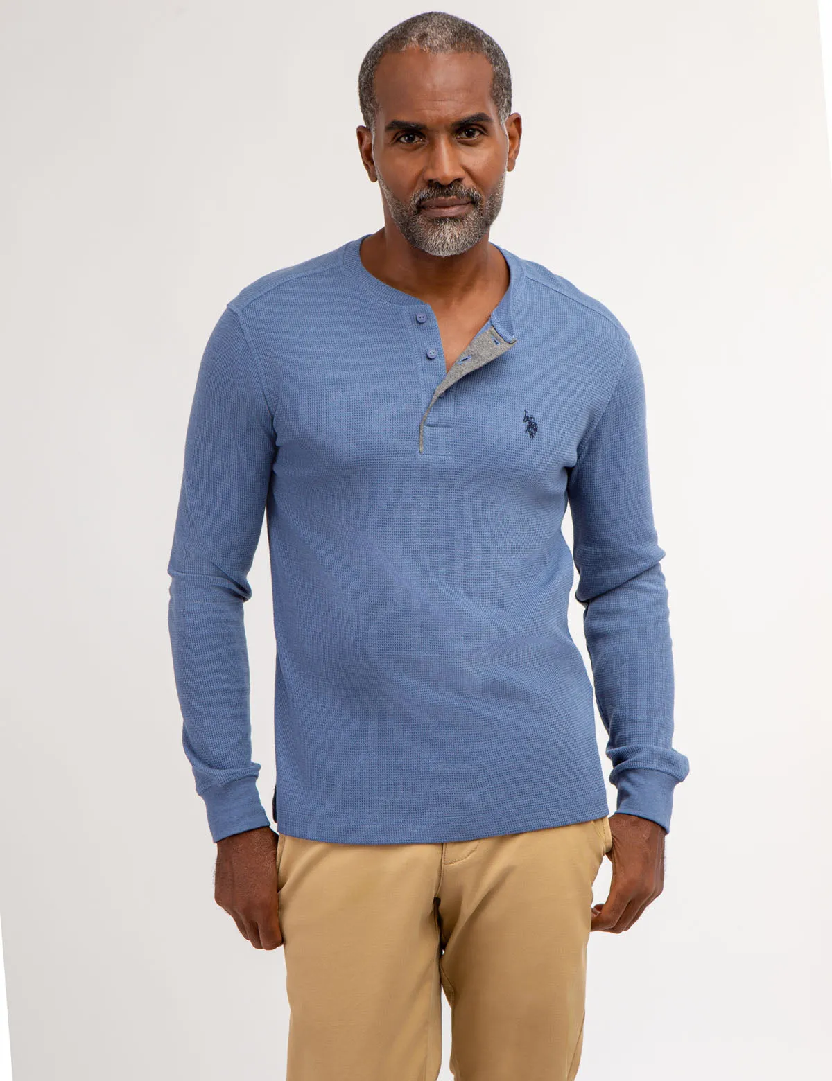 SOLID LONG SLEEVE THERMAL HENLEY
