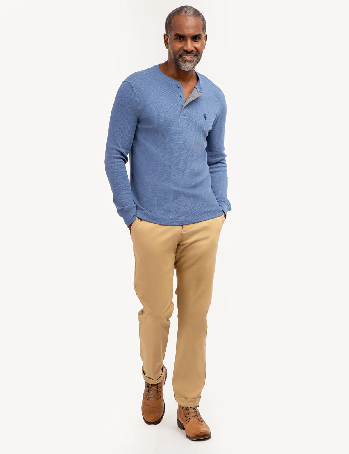 SOLID LONG SLEEVE THERMAL HENLEY