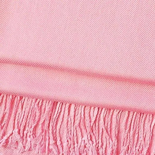 Solid Sustainable Fringed Viscose Shawl Scarf - Light Pink