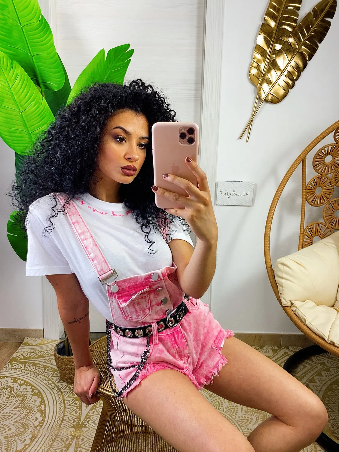 T-shirt Con scritta Fuxia