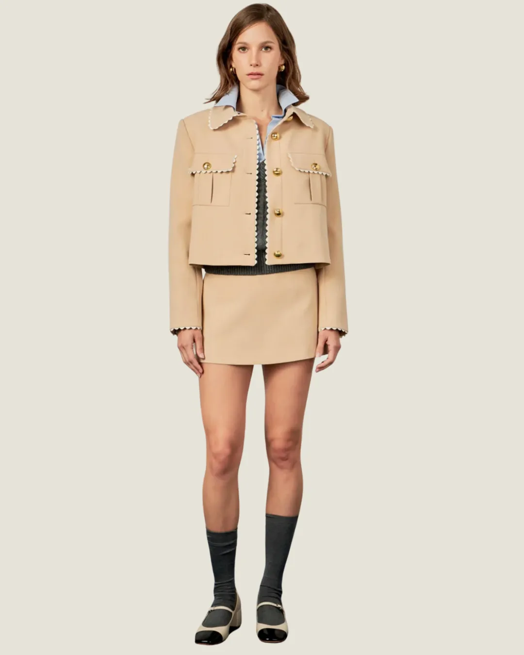 The Brit: Taupe Mini Skort