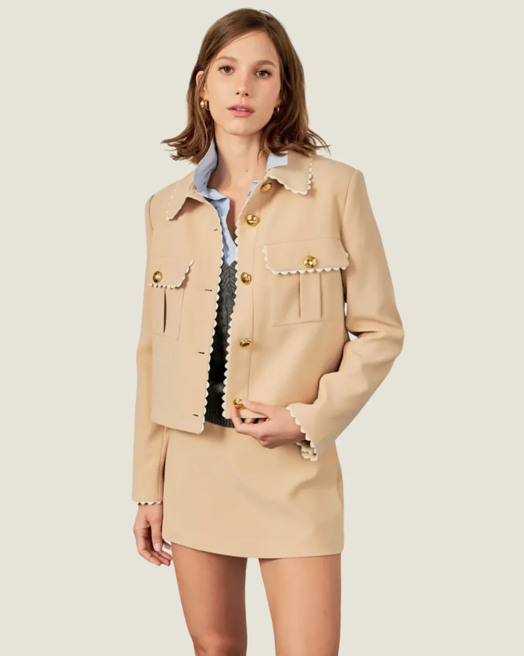 The Brit: Taupe Mini Skort