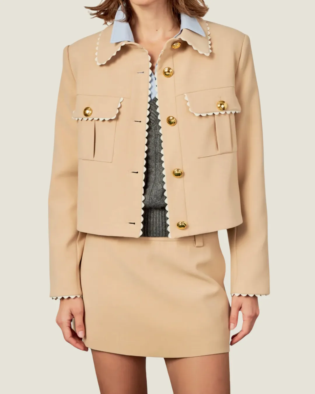 The Brit: Taupe Mini Skort