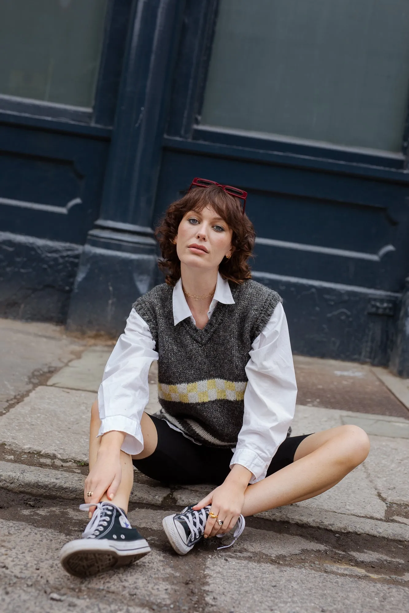 The Harry Checkerboard Lurex Knitted Vest