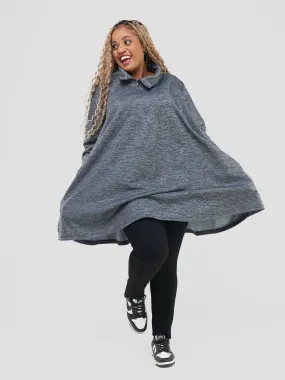 Timyt Urban Wear-Urban Snug Side Pockets With a Zipper Poncho - Brown