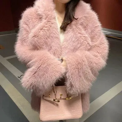 Toca Winter Faux Fox Fur Mid-length Thickened Young Faux Fur Suit Collar Fur Coat Women&#039;s