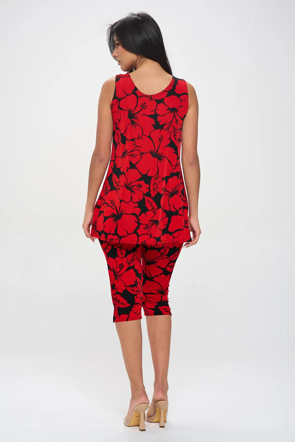 Two-Piece Sleeveless Top & Capri Pant Set-9002BN-TRP1-W432