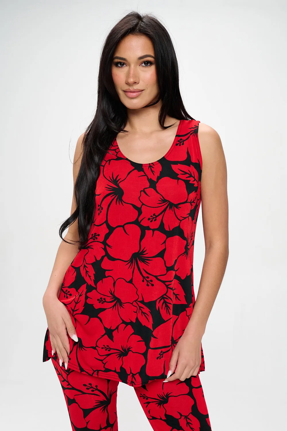 Two-Piece Sleeveless Top & Capri Pant Set-9002BN-TRP1-W432
