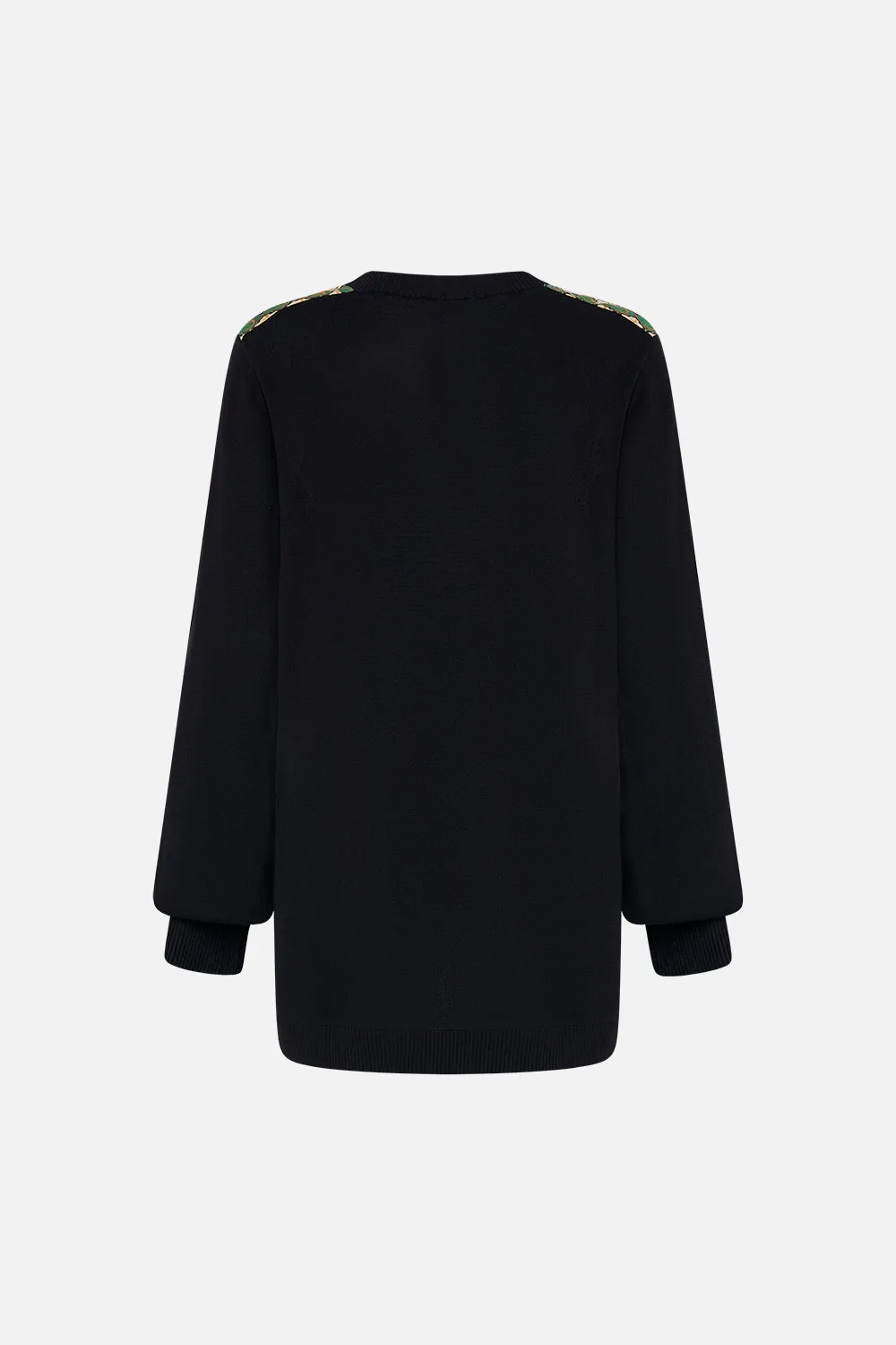 V NECK SILK FRONT JUMPER JEALOUSY AND JEWELS