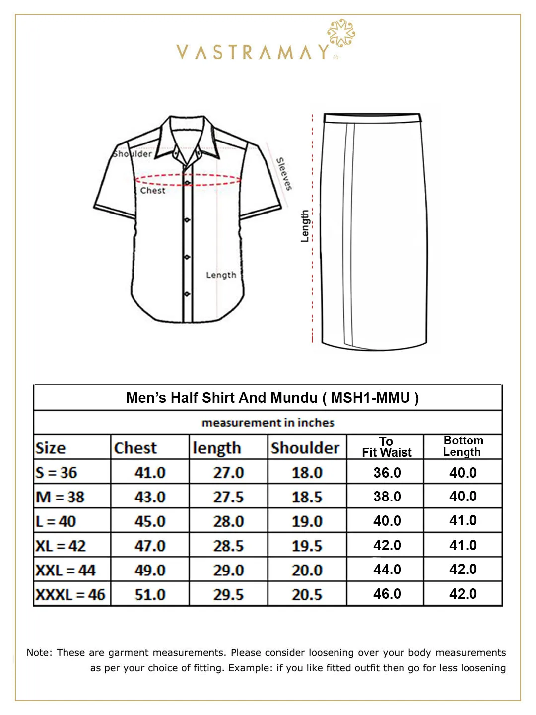 VASTRAMAY Men's Royal Blue Silk Blend Shirt And Mundu