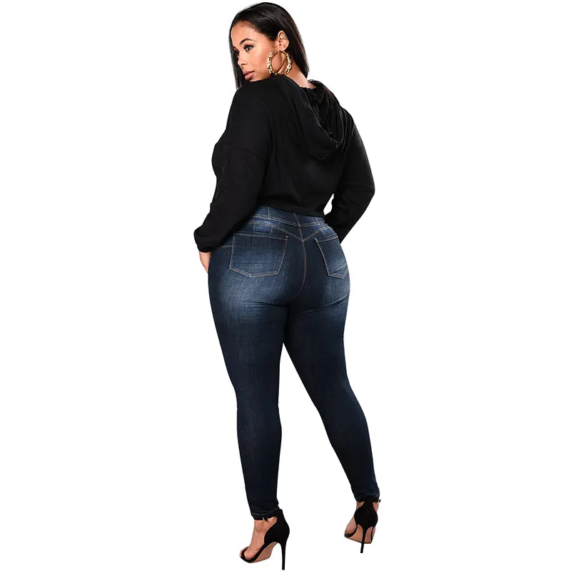 VenusFox Plus Size Push Up Denim Stretch High Waist Skinny Pants