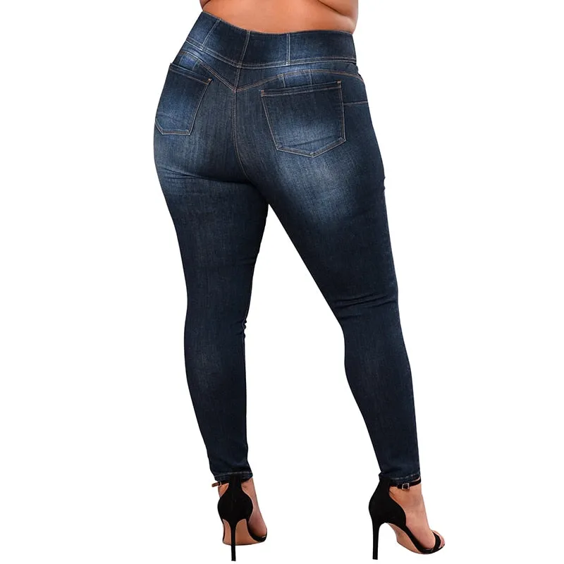 VenusFox Plus Size Push Up Denim Stretch High Waist Skinny Pants